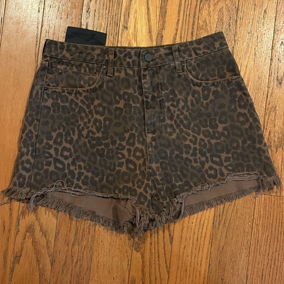 Alexander Wang Denim Bite Shorts Leopard Print - Picture 4 of 8